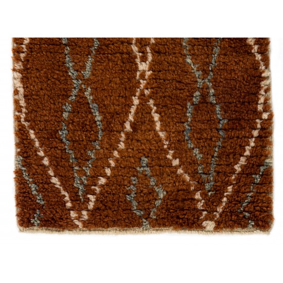 Brown, Beige & Gray Natural wool colors, MOROCCAN Berber Beni Ourain Design Rug, HANDMADE, 100% Wool