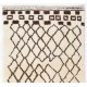 Beige MOROCCAN Berber Beni Ourain Design Rug with Brown Geometrical patterns, HANDMADE, 100% Wool