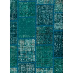 4' x 6' Blue Color Patchwork Rug