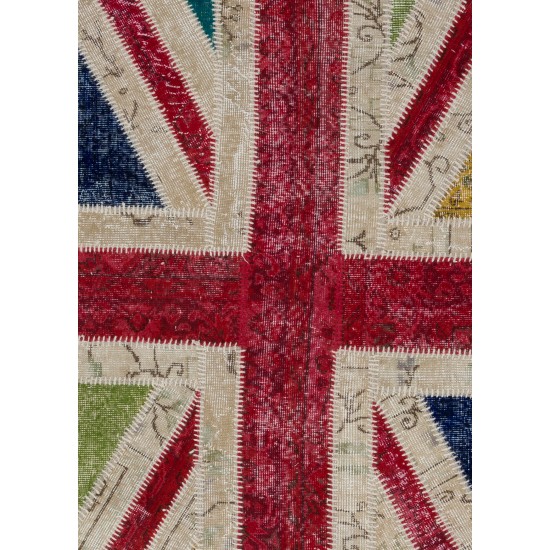 122x183 cm British Flag Union Jack Design Multicolor Patchwork Rug