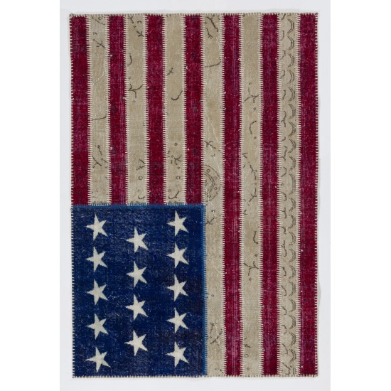 4' x 6' American Flag Design  Patchwork Rug
