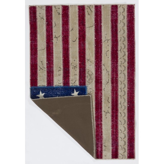 4' x 6' American Flag Design  Patchwork Rug
