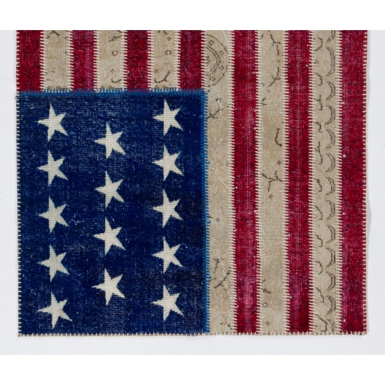 4' x 6' American Flag Design  Patchwork Rug