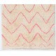 Ivory color MOROCCAN Berber Beni Ourain Design Rug with Pink patterns, HANDMADE, 100% Wool