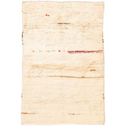 Ivory color Turkish Tulu Rug with slight traces of Red, Brown and Yellow patterns, HANDMADE, 100% Wool