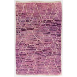 Lilac color MOROCCAN Berber Beni Ourain Design Rug with Lavender patterns, HANDMADE, 100% Wool