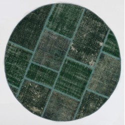 Circular Round Green Color PATCHWORK Rug
