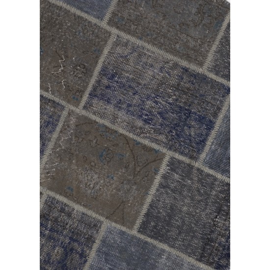 Circular Round Denim Blue Color PATCHWORK Rug
