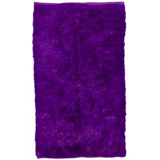 Purple colored Turkish Tulu Shag Pile Rug, HANDMADE, 100% Wool