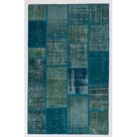 152x245 cm Turquoise Blue Colour PATCHWORK Rug