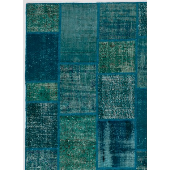 152x245 cm Turquoise Blue Colour PATCHWORK Rug