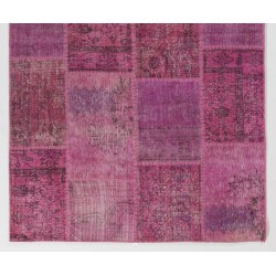 5' x 8' (152x245 cm) Light Pink PATCHWORK Rug Handmade from OVERDYED Distressed Vintage Turkish Rugs