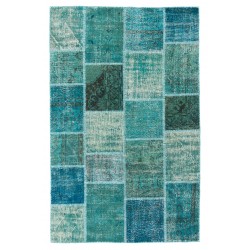 Turquoise, Blue and Green PATCHWORK Rug
