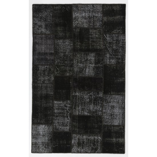 5' x 8' (152x245 cm) Black Patchwork Rug