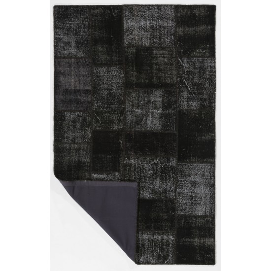 5' x 8' (152x245 cm) Black Patchwork Rug