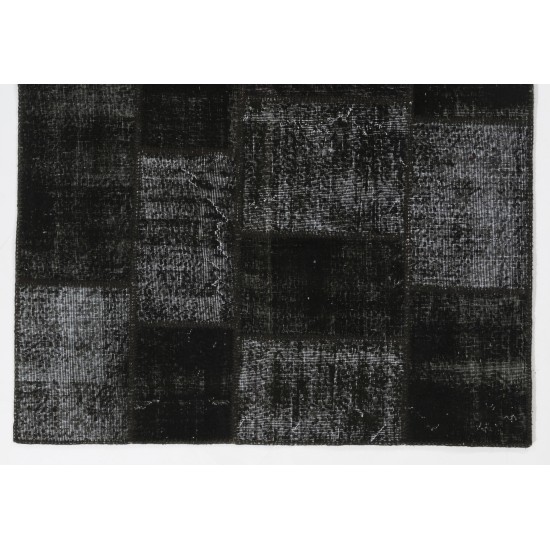 5' x 8' (152x245 cm) Black Patchwork Rug