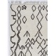 Beige color MOROCCAN Berber Beni Ourain Design Rug with Black Irregular patterns, HANDMADE, 100% Wool