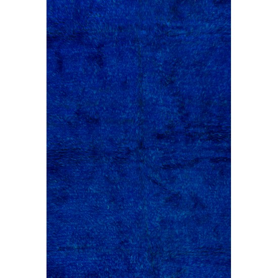 Navy Blue colored Turkish Tulu Shag Pile Rug, HANDMADE, 100% Wool
