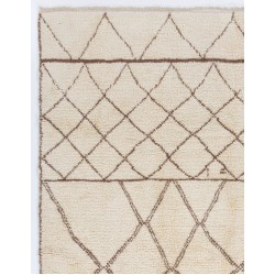 Ivory color MOROCCAN Berber Beni Ourain Design Rug with Brown Diamond patterns, HANDMADE, 100% Wool
