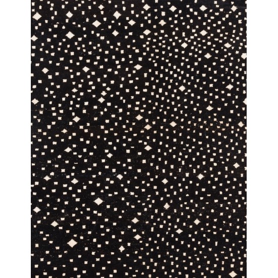 Black colored Turkish Tulu Shag Pile Rug with Beige spots, HANDMADE, 100% Wool