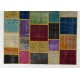 200x300 cm Multicolor PATCHWORK Rug Handmade from OVERDYED Vintage Turkish Carpets