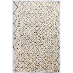 Ivory color MOROCCAN Berber Beni Ourain Design Rug with Brown Patterns, HANDMADE, 100% Wool