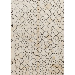 Ivory color MOROCCAN Berber Beni Ourain Design Rug with Brown Patterns, HANDMADE, 100% Wool