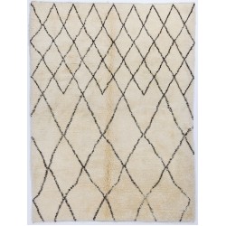 MOROCCAN Berber Beni Ourain Design Rug with Brown Diamond Shaped Patterns, HANDMADE, 100% Wool