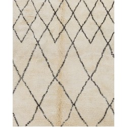 MOROCCAN Berber Beni Ourain Design Rug with Brown Diamond Shaped Patterns, HANDMADE, 100% Wool