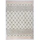 Ivory Color MOROCCAN Berber Beni Ourain Design Rug with Brown and Red Patterns, HANDMADE, 100% Wool
