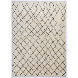 Ivory color MOROCCAN Berber Beni Ourain Design Rug with Brown Diamond patterns, HANDMADE, 100% Wool