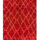 Red Color Moroccan Berber Beni Ourain Design Rug, Handmade of 100% Fine Handspun Wool