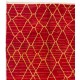 Red Color Moroccan Berber Beni Ourain Design Rug, Handmade of 100% Fine Handspun Wool