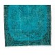 Teal Over-Dyed Vintage Handmade Turkish Rug. 4 x 7 Ft (120 x 211 cm)