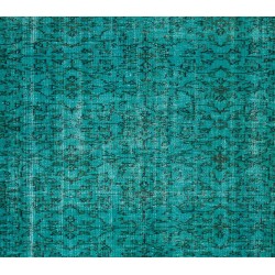 Teal Overdyed Vintage Handmade Turkish Rug. 5 x 7.4 Ft (150 x 224 cm)