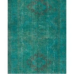Teal Overdyed Vintage Handmade Runner Rug, Authentic Corridor Carpet from Turkey. 5 x 12.8 Ft (150 x 390 cm)