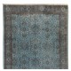Light Blue Over-Dyed Vintage Handmade Turkish Rug. 5 x 9.9 Ft (152 x 300 cm)