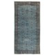 Light Blue Over-Dyed Vintage Handmade Turkish Rug. 5 x 9.9 Ft (152 x 300 cm)