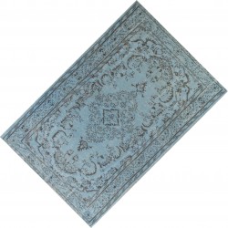 Light Blue Over-Dyed Vintage Handmade Turkish Rug. 5 x 8.9 Ft (153 x 270 cm)