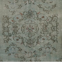 Light Blue Over-Dyed Vintage Handmade Turkish Rug. 5 x 8.6 Ft (154 x 262 cm)