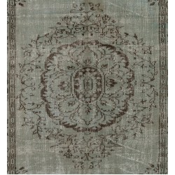 Blue Over-Dyed Vintage Handmade Turkish Rug. 5.2 x 8.8 Ft (158 x 266 cm)