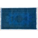 Blue Over-Dyed Vintage Handmade Turkish Rug, Woolen Floor Covering. 5.4 x 8.6 Ft (162 x 260 cm)