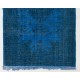 Blue Over-Dyed Vintage Handmade Turkish Rug, Woolen Floor Covering. 5.4 x 8.6 Ft (162 x 260 cm)