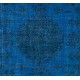 Blue Over-Dyed Vintage Handmade Turkish Rug, Woolen Floor Covering. 5.4 x 8.6 Ft (162 x 260 cm)