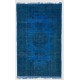 Blue Over-Dyed Vintage Handmade Turkish Rug, Woolen Floor Covering. 5.4 x 8.6 Ft (162 x 260 cm)