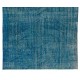 Blue Over-Dyed Vintage Handmade Turkish Rug. 5.4 x 8.8 Ft (163 x 267 cm)