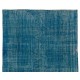 Blue Over-Dyed Vintage Handmade Turkish Rug. 5.4 x 8.8 Ft (163 x 267 cm)