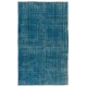Blue Over-Dyed Vintage Handmade Turkish Rug. 5.4 x 8.8 Ft (163 x 267 cm)