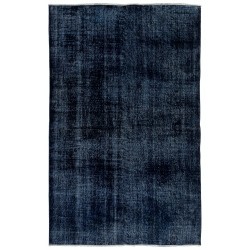 Navy Blue Over-Dyed Vintage Handmade Turkish Rug. 5.5 x 8.4 Ft (166 x 254 cm)