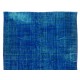 Blue Over-Dyed Vintage Handmade Turkish Rug, Woolen Floor Covering. 5.5 x 8.8 Ft (166 x 267 cm)